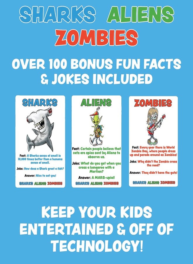 ذا جاج لعبة TheGag Sharks Aliens Zombies: لعبة ورق ممتعة للأطفال، تُشبه لعبة حجر ورقة مقص، مثالية لأمسيات الألعاب العائلية، هدية رائعة تُوضع في جوارب عيد الميلاد. - Image 2